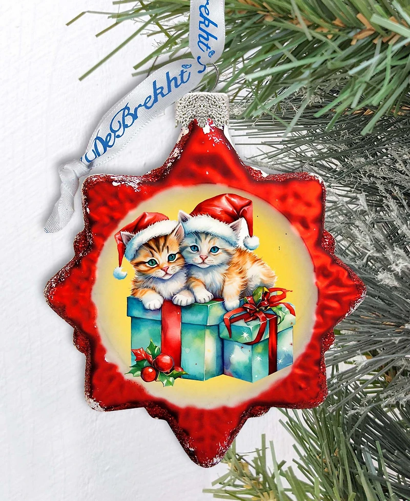 Designocracy Kittens and Gifts Holiday Glass Ornaments