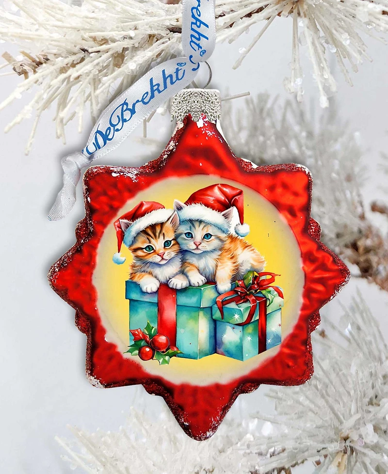 Designocracy Kittens and Gifts Holiday Glass Ornaments