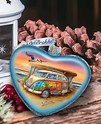G.Debrekht Surf Van Heart Glass Christmas Ornament