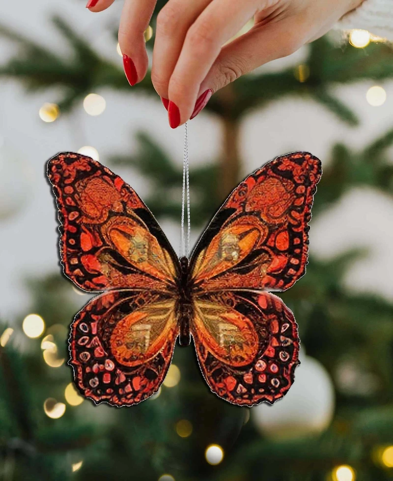 Designocracy Summer Butterfly Wooden Ornaments, Set of 3