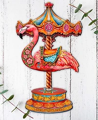 Designocracy Pink Flamingo Carousel Holiday Door Decor