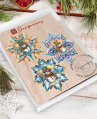 Designocracy Happy Snowman Snowflake Ornaments, Set 3