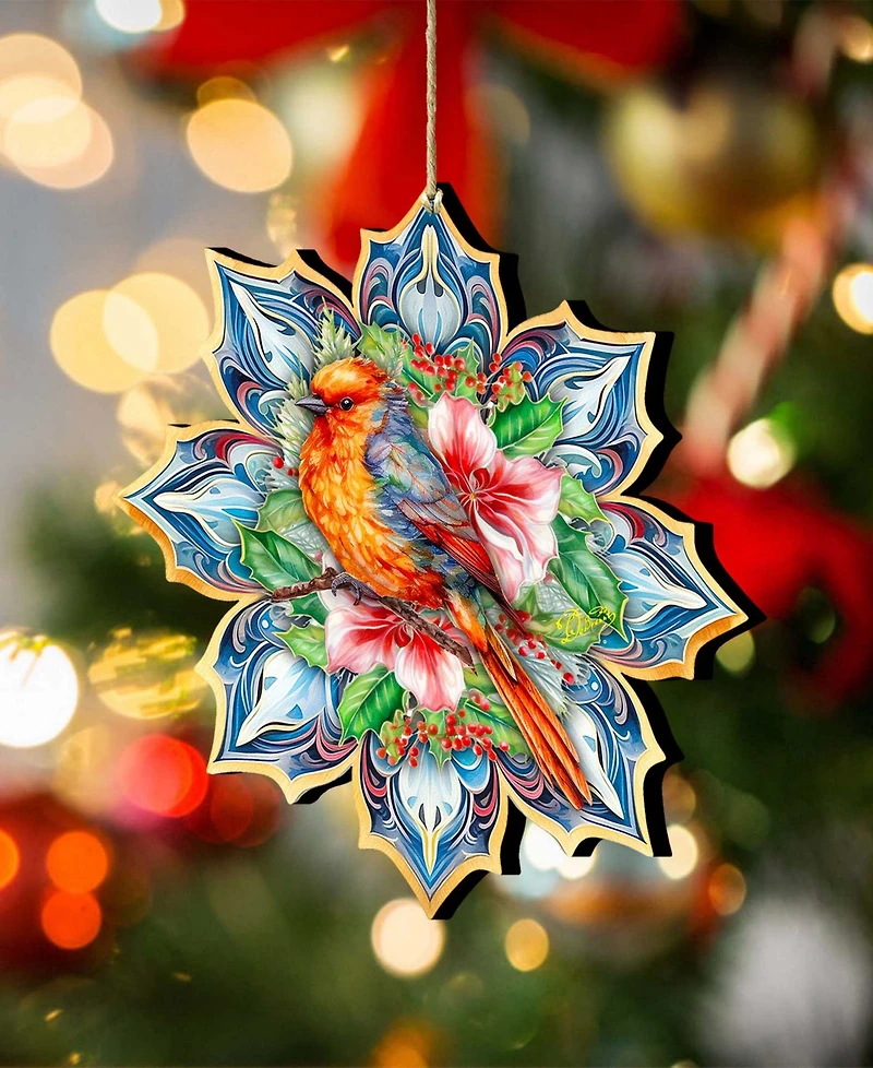 Designocracy Forest Bird Snowflake Wooden Ornament