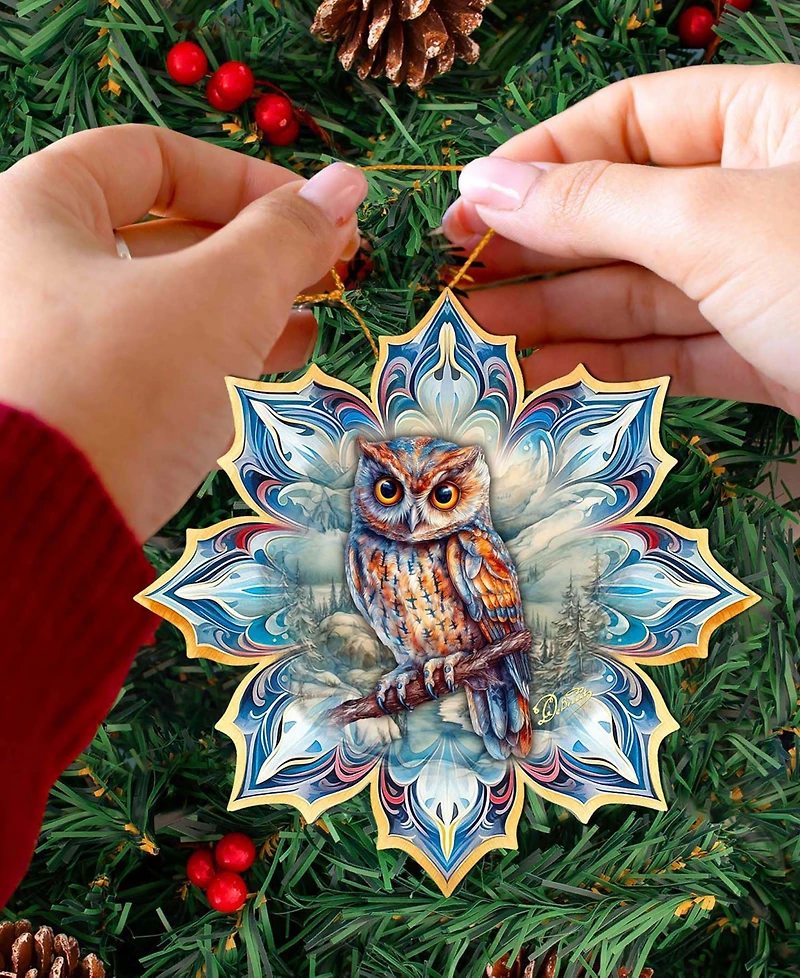 Designocracy Great Horned Owl Snowflake Ornament