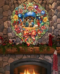 Designocracy Nativity Wreath Holiday Door Decor