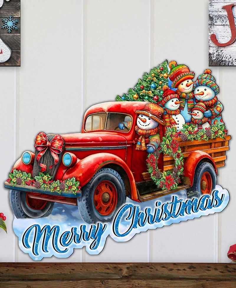 Designocracy Snowman Family Truck Door Hanger
