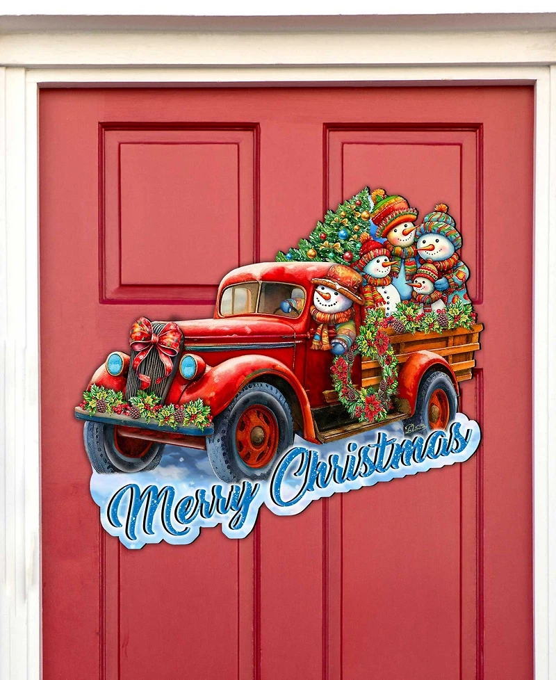 Designocracy Snowman Family Truck Door Hanger