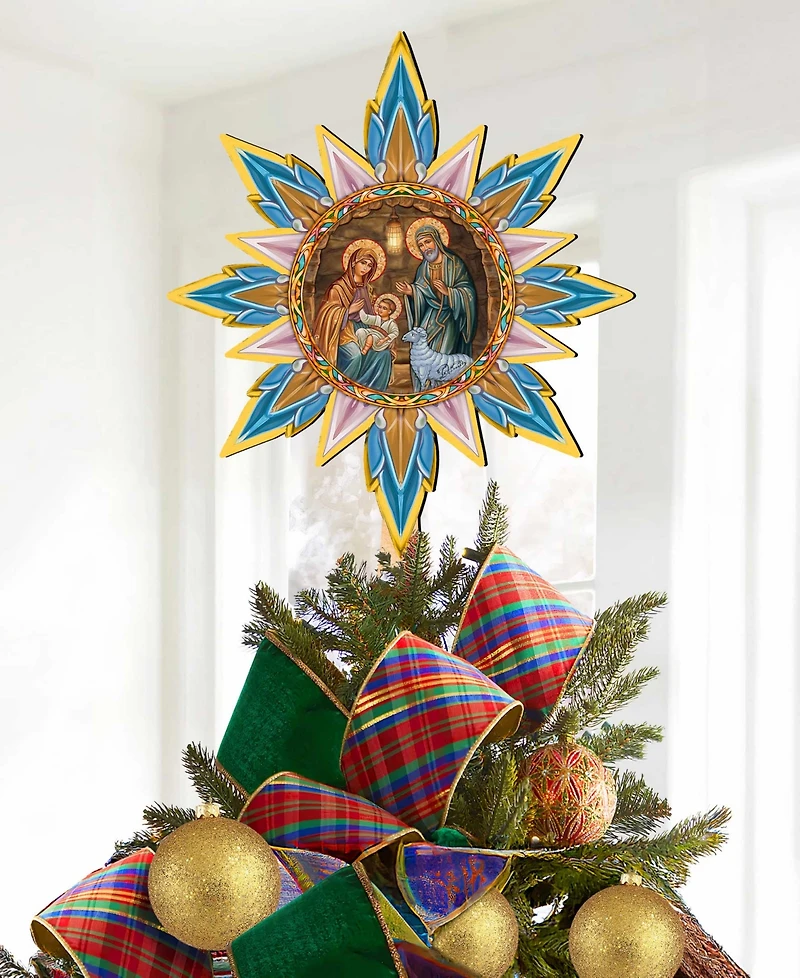 Designocracy Orthodox Nativity Wooden Tree Topper