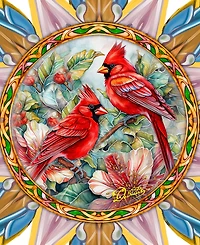 Designocracy Christmas Cardinals Wooden Tree Topper