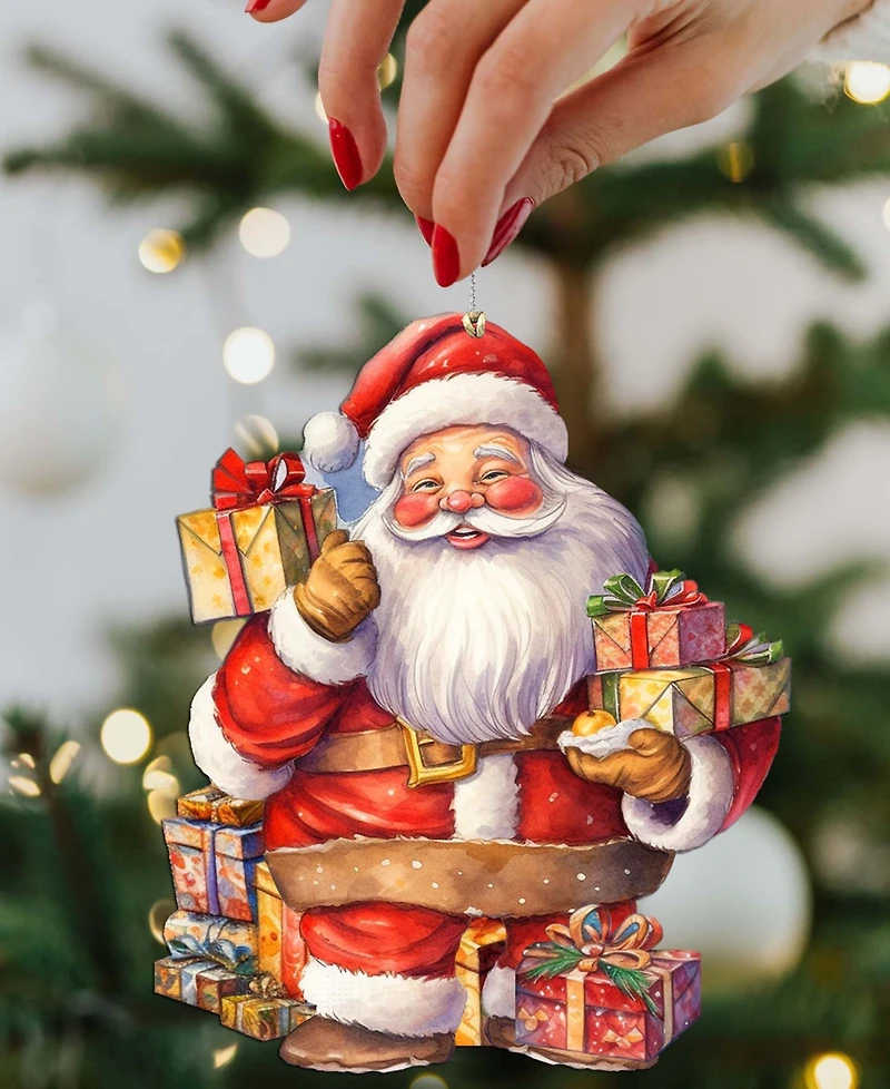 Designocracy Santa's Gifts Wooden Ornaments, Set of 3