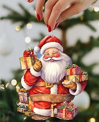 Designocracy Santa's Gifts Wooden Ornaments, Set of 3