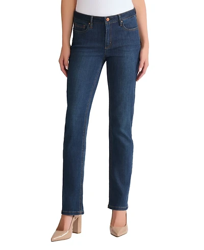 Jones New York Women's Lexington Mid Rise Straight Leg Denim Jeans