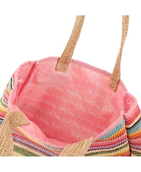 Packed Party Smiley Face Woven Rainbow Tote | Beach Bag | Work Bag