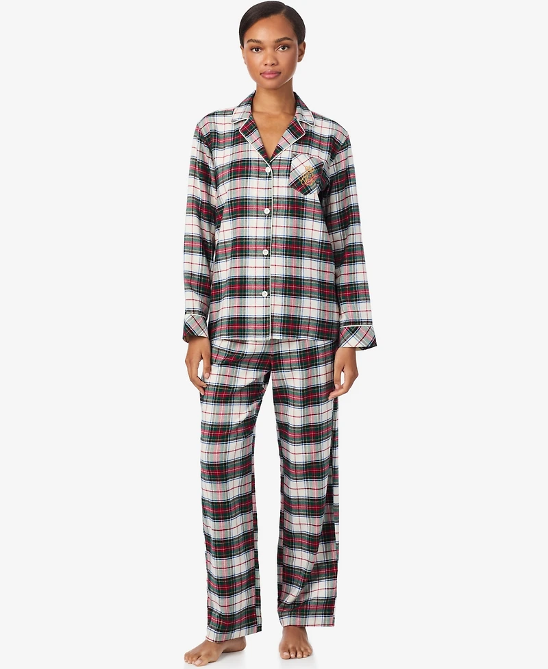 Lauren Ralph Women's Notch Collar and Long Pant Pajama Set