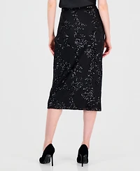 T Tahari Women's Floral Sequin Midi Skirt