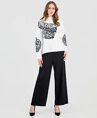 T Tahari Women's Sequin Soutache Funnel-Neck Sweater