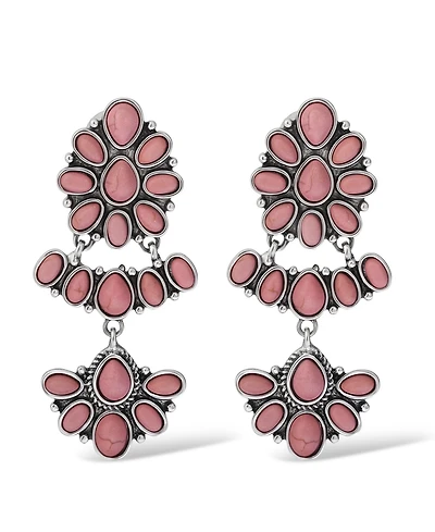 Jessica Simpson Pink Stone Statement Drop Earrings in Floral Shape