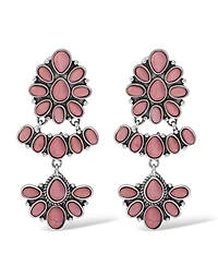 Jessica Simpson Pink Stone Statement Drop Earrings in Floral Shape