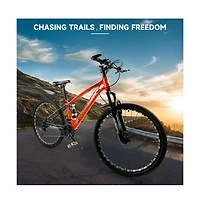 Artudatech Unisex Teenagers / adults Mtb 21 speed 26 inches Mountain Bike Full Suspension