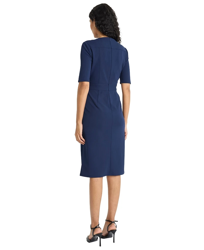 Maggy London Women's Crewneck Sheath Midi Dress