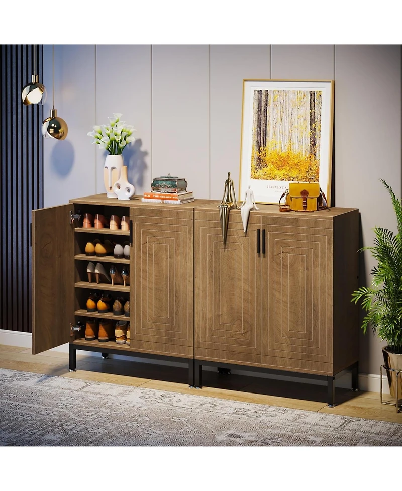 Tribesigns Shoe Cabinet, 20 Pairs Entryway Shoe Storage Cabinet with Shelves, 5-Tier Modern Free Standing Shoe Racks
