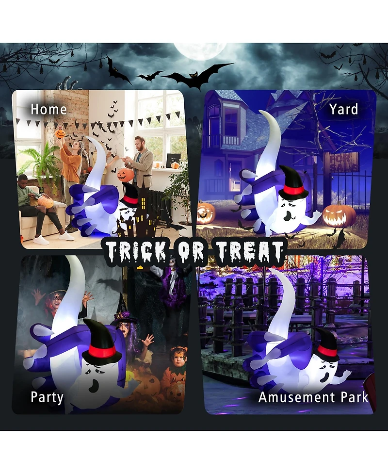 6 Ft Halloween Inflatable Hand Hold the Ghost with Built-in Led & Air Blower