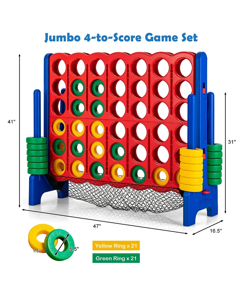 4-to-Score Giant Game Set 4-in-a-Row Connect Game W/Net Storage