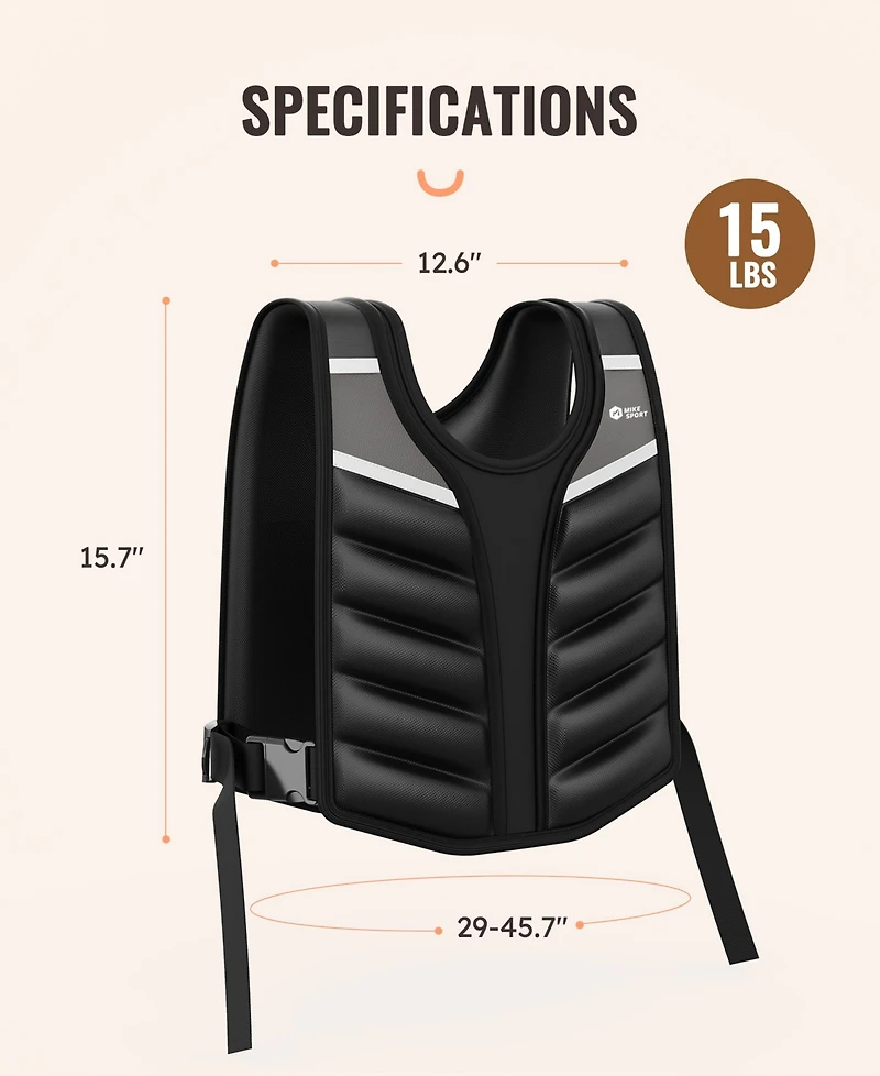 15LB Weighted Vest with Adjustable Buckle for Training, Running, and Fitness