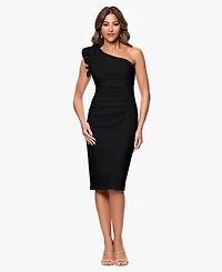 Xscape Women's Ruched Ruffled One-Shoulder Dress