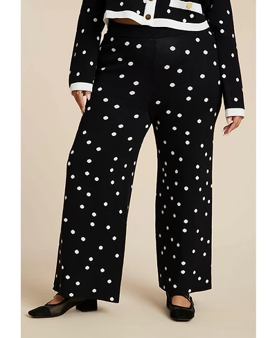 Eloquii Women's Plus Polka Dot Intarsia Pant