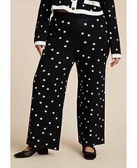 Eloquii Women's Plus Polka Dot Intarsia Pant