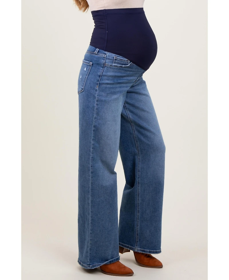 Pinkblush Maternity Blue Washed Wide Leg Jeans