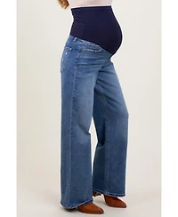 Pinkblush Maternity Blue Washed Wide Leg Jeans