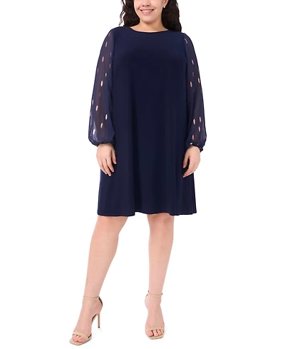 Msk Plus Size Long Sleeves Shift Dress