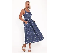 Petal and Pup Women's Yolande Midi Dress - Blue Floral Xl