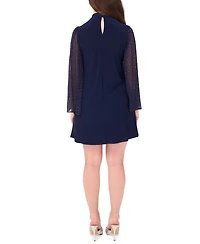 Msk Petite Jersey Bell Sleeves Mock Neck Shift Dress
