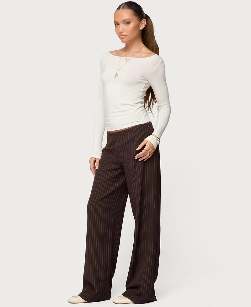 Edikted Women's Kerie Pinstripe Low Rise Pants