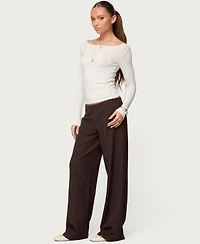 Edikted Women's Kerie Pinstripe Low Rise Pants