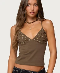 Edikted Women's Nora Buttons V Neck Tank Top