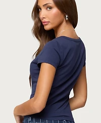 Edikted Women's Merinda V Neck T Shirt