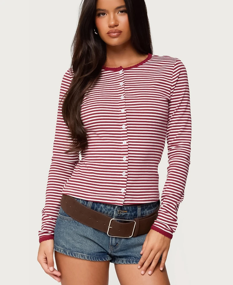 Edikted Women's Rayla Striped Button Up Top
