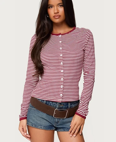 Edikted Women's Rayla Striped Button Up Top