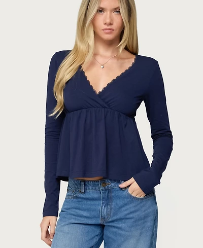 Edikted Women's Kenzie Long Sleeve Babydoll Top