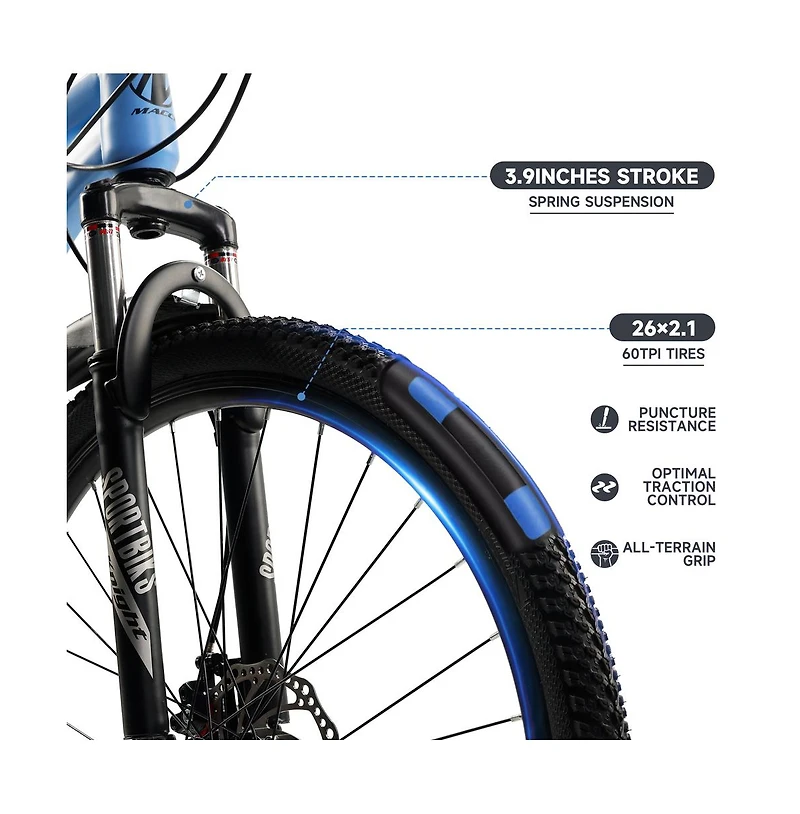 Artudatech 26" wheels 27 speed double disc brake mountain bike Mtb for adults