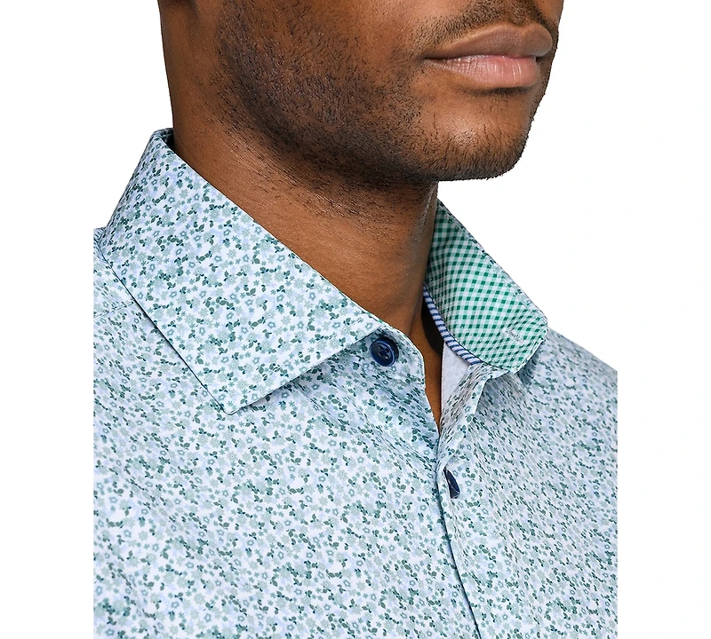 ConStruct Men's Spread Collar Plaid Dress Shirt