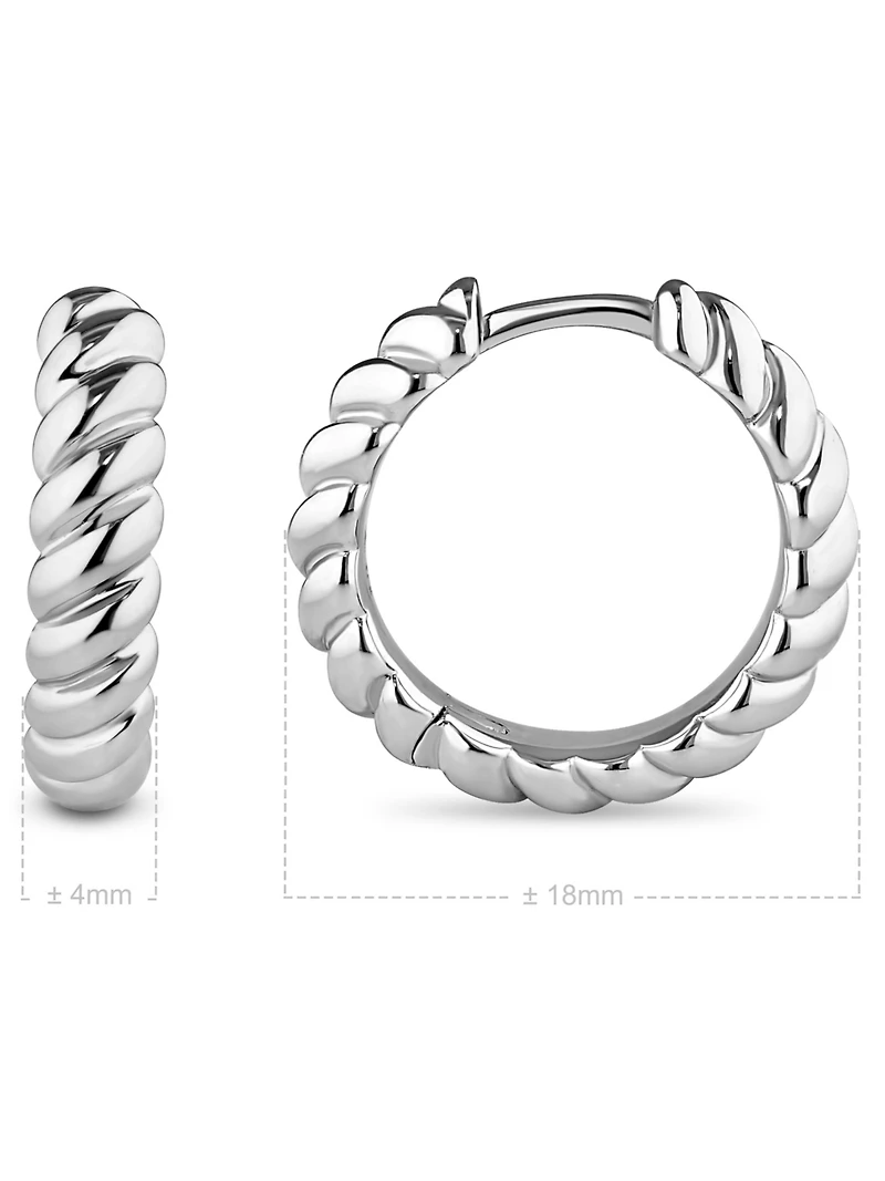 Devata Rope Hoop Earrings in Rhodium Plated Sterling Silver
