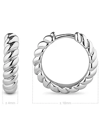 Devata Rope Hoop Earrings in Rhodium Plated Sterling Silver