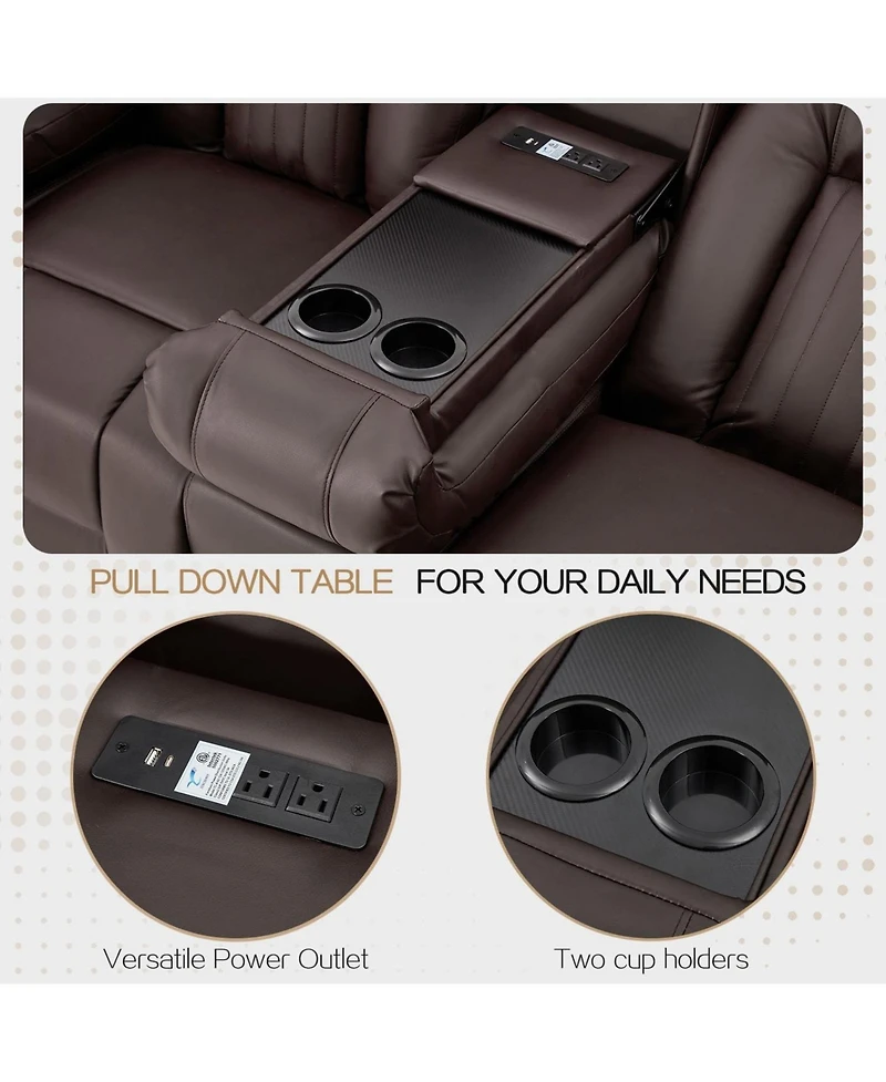 Aecojoy 3 Seater Recliner Sofa with 2 Console&Bluetooth Speakers
