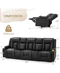 Aecojoy 3 Seater Recliner Sofa with 2 Console&Bluetooth Speakers