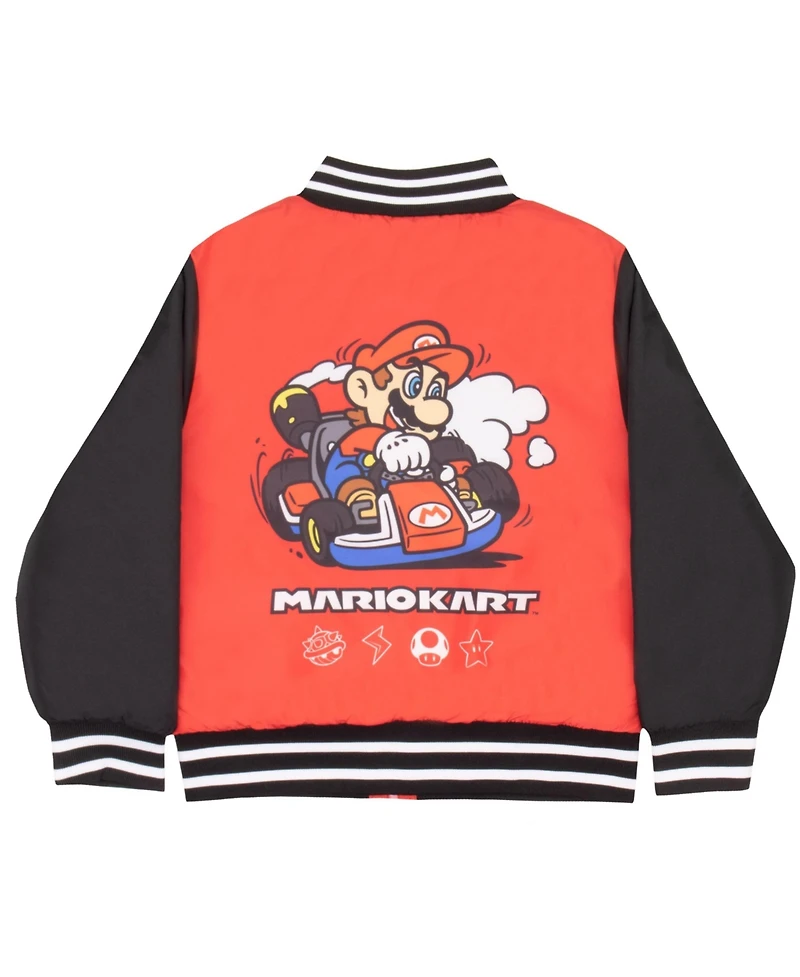 Mario Kart Toddler Boys Super Zip-Up Graphic Print Bomber Varsity Jacket